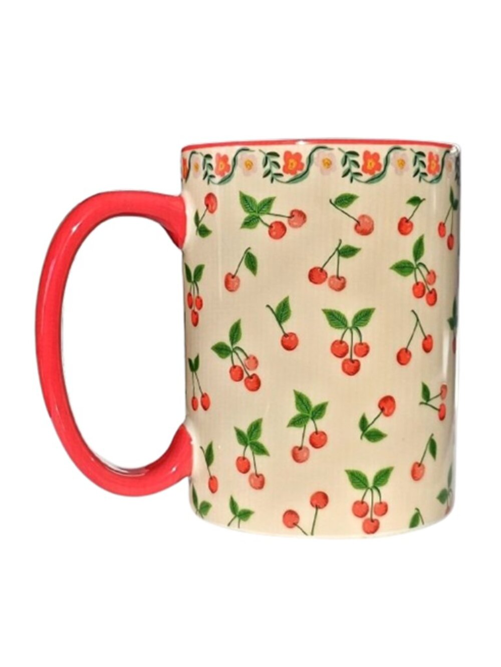 Anthropologie Rifle Paper Co. Cherries & Flowers 16 oz Porcelian Coffee Tea Mug
